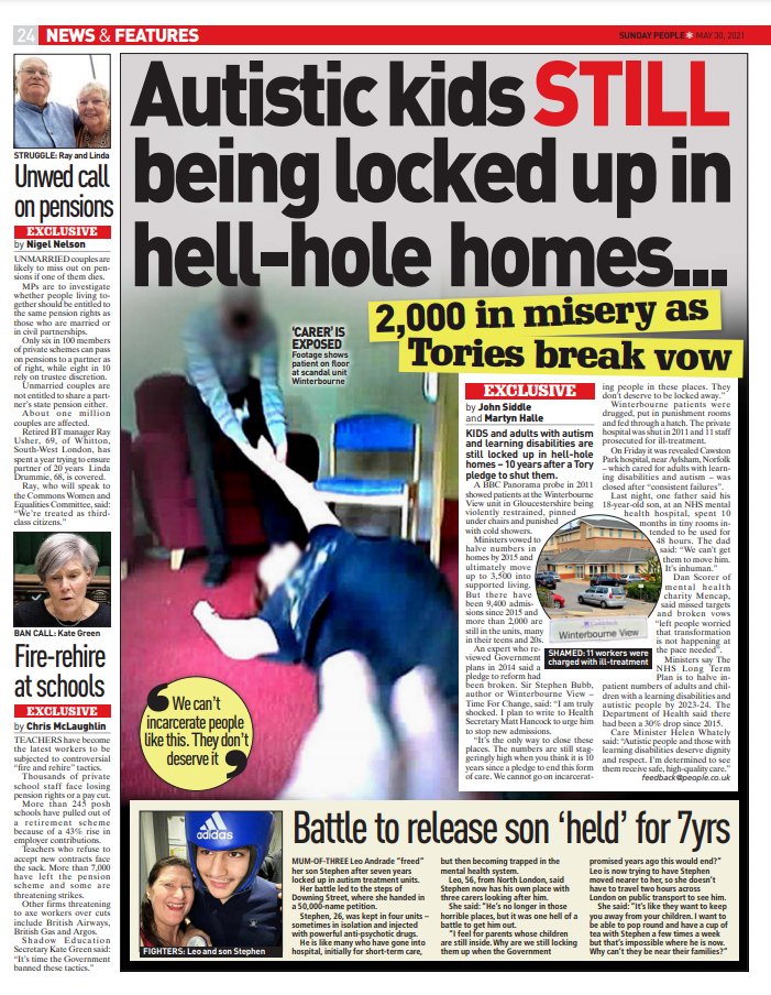 10 years after #WinterbourneView #Panorama 
#Autistic Kids (and adults) STILL being #lockedup
Today @thesundaypeople @thesundaymirror 
@Helen_Whately @RightfulLives @TwittleyJules @MattHancock @MarkNeary18 @JeremyH09406697 
#CawstonPark #Jeesal  @hotnewsx   @mencap_charity