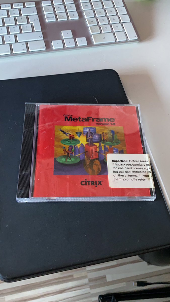 vhojan's tweet photo. Cleaning up the old mancave before it turns into the nursery. Just found a bit of nostalgia that shaped basically the first couple of years of my career. Probably going to find its predecessor here as well.. @citrix #MetaFrame https://t.co/JBez4YlO2v
