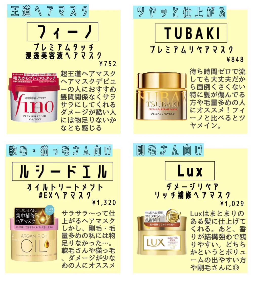 自分に合ったものが見つかる？ヘアトリートメント比較表！