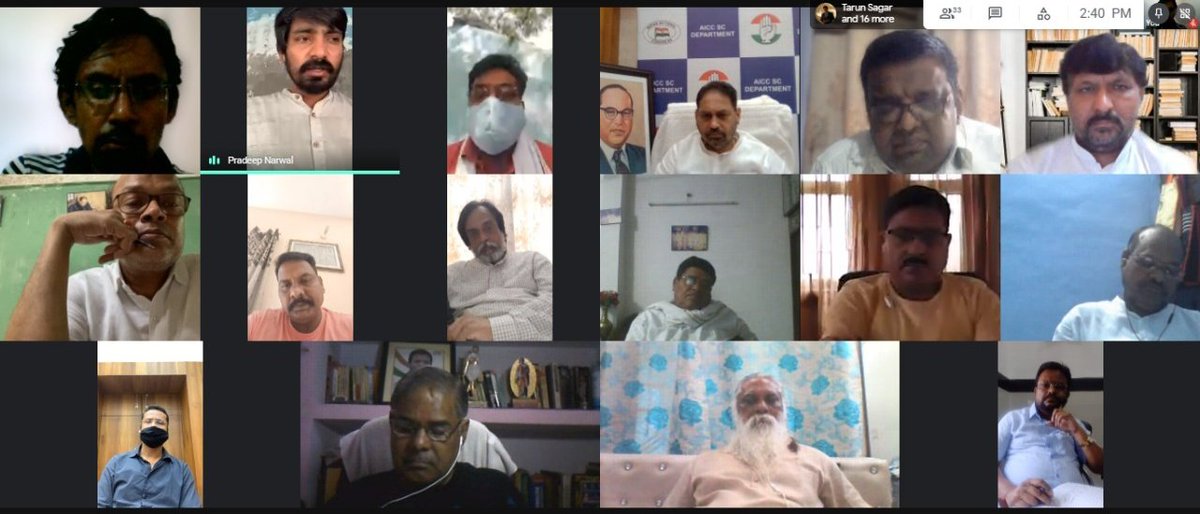 INCSCDept's tweet photo. आज अखिल भारतीय कांग्रेस कमेटी के अनुसूचित जाति विभाग की राष्ट्रीय कार्यकारिणी की वर्चुअल बैठक हमारे चेयरमैन डॉ @NitinRaut_INC जी की अध्यक्षता में हुई। 
बैठक में राज्यानुसार राष्ट्रीय समन्वयक व राज्य के चेयरमैन के साथ चर्चा हुई, अभी बैठक को एक हप्ते के लिए स्थगित किया गया हैं। https://t.co/7JdxY6J70x