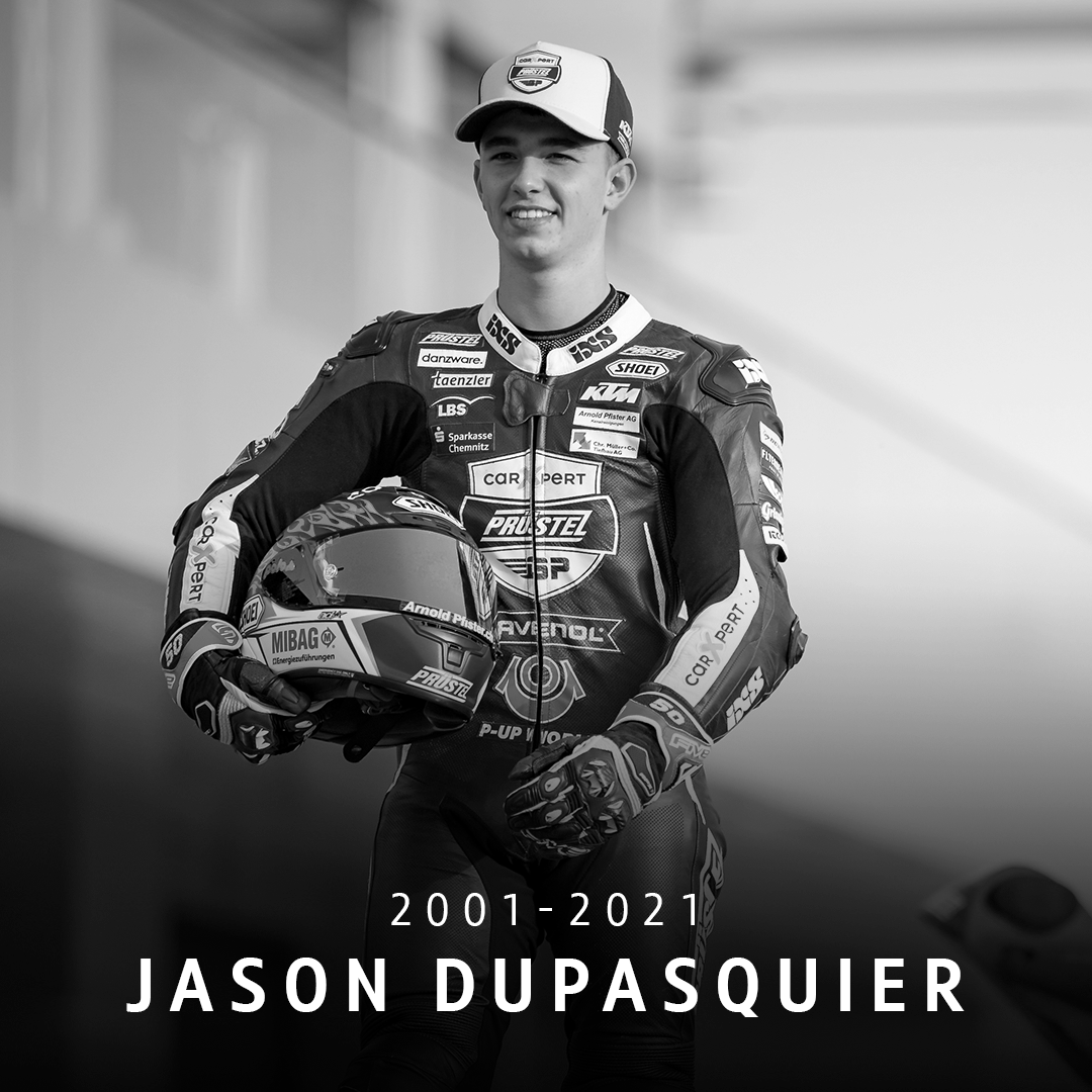 bikesontnt's tweet photo. 2001 - 2021

Following a serious incident on Saturday, Moto3 rider Jason Dupasquier has sadly passed away at the age of 19.

The thoughts of everyone at BT Sport are with Jason's friends, family and team-mates. https://t.co/eXMYuLVjLJ