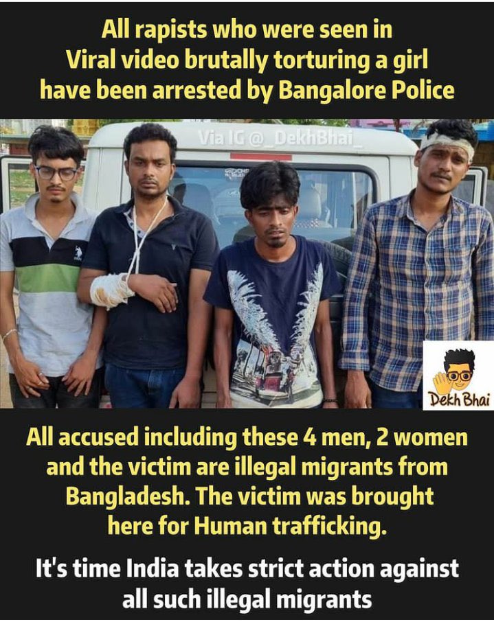 iNitinPatil_'s tweet photo. बैंगलोर पुलिस ने महिला का गैंगरेप कर  वीडियो बनानेवाले 4 लड़कों को गिरफ्तार किया है, वे चारों बांग्लादेशी नागरिक है। एक आंकड़े के मुताबिक देश में अवैद्य बांग्लादेशी घुसपैठिये, रोहिग्या करोडों की संख्या में मौजूद है, जिन्हें समय रहते भगाना जरूरी हैं।

#इसलिए_NRC_चाहिए
#WeWantNRC https://t.co/KCzelRohM8