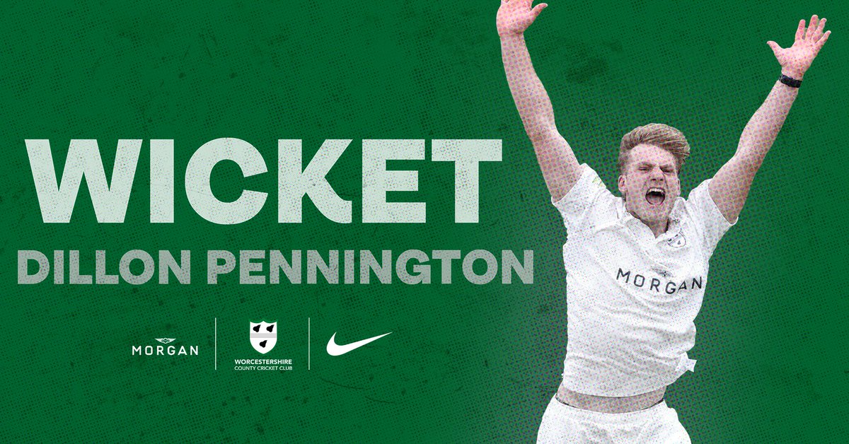 𝗪𝗜𝗖𝗞𝗘𝗧☝️𝗖𝗼𝗻𝗻𝗲𝗿𝘀 𝗯 𝗣𝗲𝗻𝗻𝗶𝗻𝗴𝘁𝗼𝗻 𝟵 Dillon Pennington has his maiden five-wicket haul. He has been immense this weekend and he's got the five wickets he deserves bowling Conners for nine. Congratulations Dillon🙌 #WeAreWorcestershire🍐