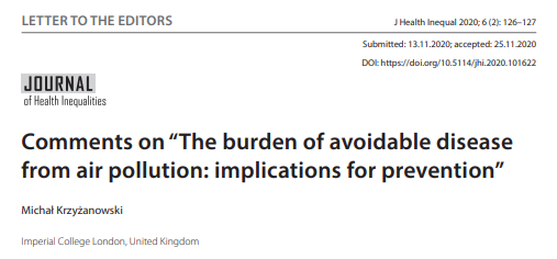In his comment on Buran &amp; <a href="/Jon_Samet/">Jon Samet, MD, MS</a>'s paper on the #health burden of #airpollution, Prof. Michał Krzyżanowski from <a href="/imperialcollege/">Imperial College London</a> emphasises the value of investment in #cleanair policies as a #publichealth intervention - termedia.pl/Comments-on-Th…