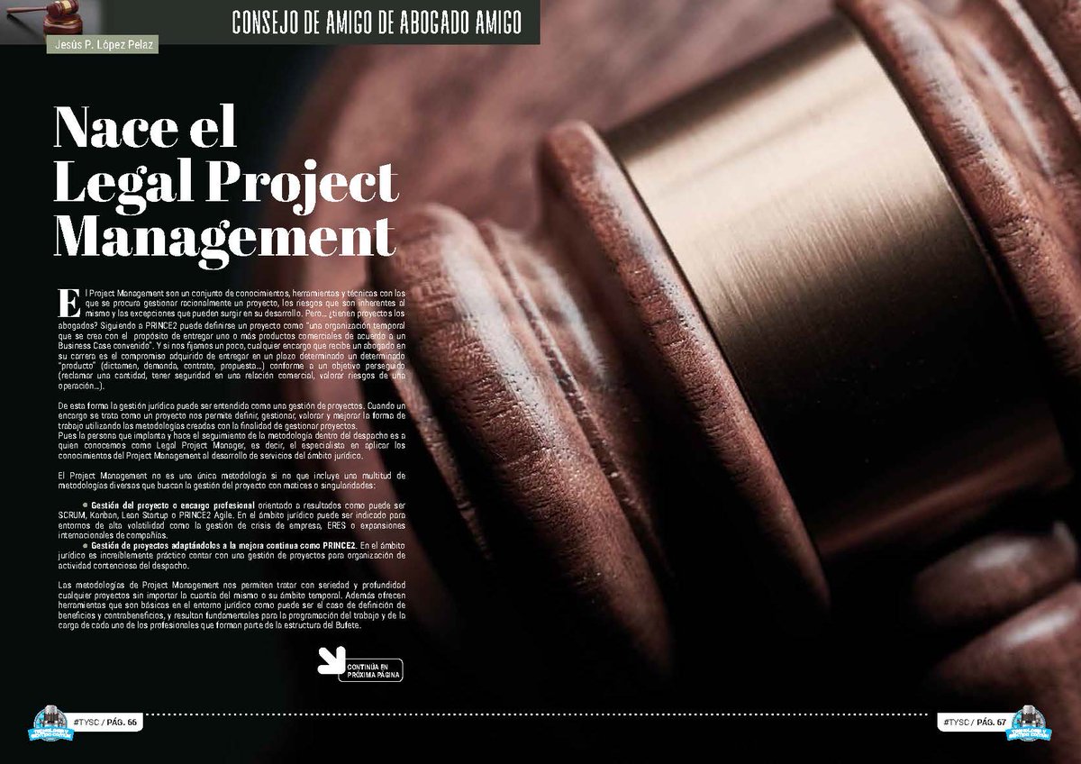 tysentidocomun's tweet image. ¿Has leído ya el artículo "Nace el Legal Project Management" de Jesús López Pelaz @jlpelaz en el espacio "Consejo de Amigo de @AbogadoAmigo en la Revista #TYSC de mayo? Disfrútalo aquí: tecnologiaysentidocomun.com/ipages/flipboo… 

#ProjectManagement #TYSC #BestPractices #BetterProfessionals
