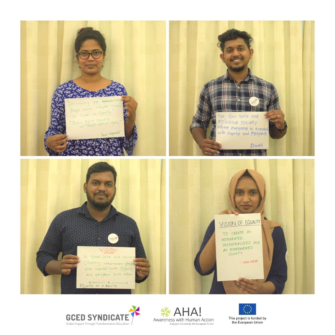 GCEDSyndicate's tweet photo. Our @AHA_Project_ #CitizenCulture Ambassadors sharing their own very own mission statements for a more just, peaceful, inclusive, tolerant & sustainable world!โ๐๐
Read more: https://t.co/mW6MufXIOi
#EUForeignPolicy #AwarenessWithHumanAction #AHA #GCEDsyndicate @AHA_Sarvodaya https://t.co/lNglTMUkkQ