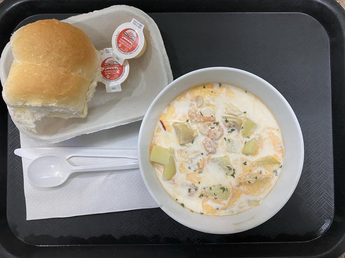 We are open today from 12-7  Come try  a bowl of seafood chowder with lobster, shrimps and scallops.