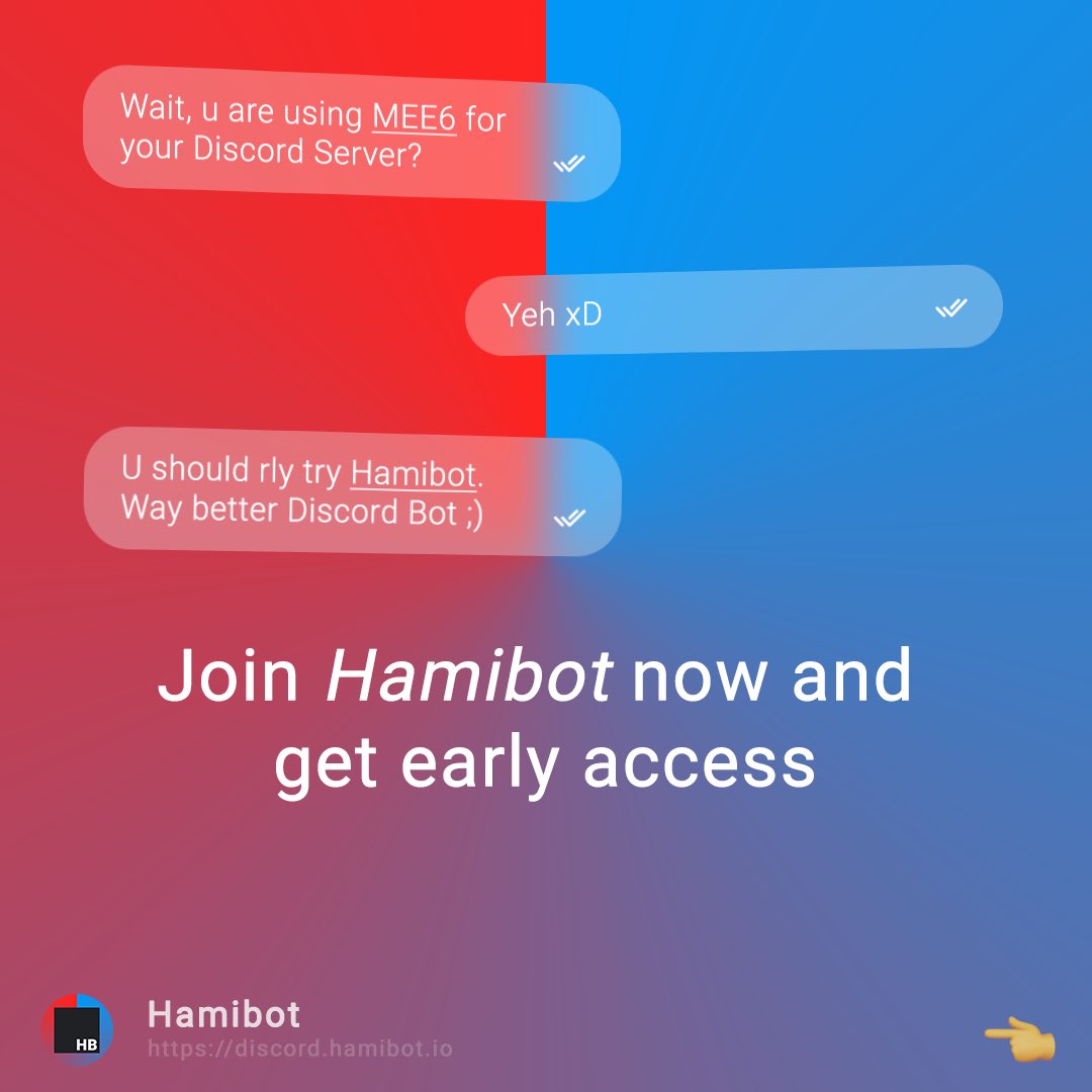 HamibotIO's tweet image. Join now and get early access 🔥🔥
.
.
.
#discordapi #discord #bot #discordbot #mee6 #chatbot #future