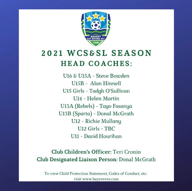 Bantry Bay Rovers (@bayroversbantry) on Twitter photo Parent & Guardian Information for the upcoming West Cork Schoolboys & Schoolgirls Season 😀⚽️🏆
#BBRAFC1990
#activekidsarehappykids
#supportyourlocalteam Parent & Guardian Information for the upcoming West Cork Schoolboys & Schoolgirls Season 😀⚽️🏆
#BBRAFC1990
#activekidsarehappykids
#supportyourlocalteam