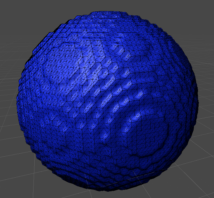 Ryunigia's tweet photo. Not sure why this is happening, but before merging vertices there was this strange hole in from indices being pointed to wrong vertices, after merging the vertices it now looks fine O.o #unity #marchingcubes https://t.co/NBoLf61H02