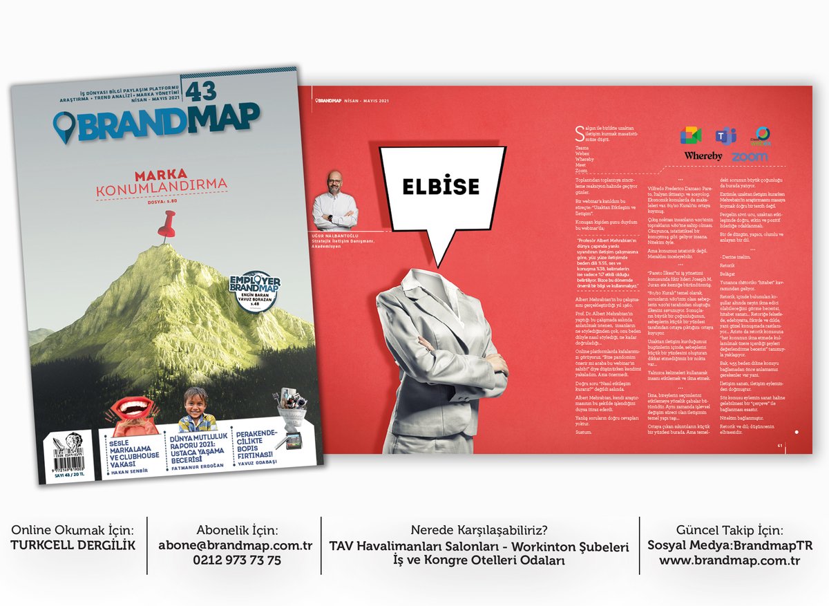 BrandMAPTR's tweet photo. DÜŞÜNCENİN "ELBİSESİ" NEDİR?
@ugurnalbantoglu Şimdi, pandemi sürecinde Brandmap'i çevrimiçi okuyabilirsiniz.
https://t.co/457LJvPtQA
@sodexo
#BRANDMAP #marka #markayönetimi #konumlandırma
#retorik, #dil, #pareto #albertmehrabian #VilfredoFredericoDamasoPareto #JosephJuran https://t.co/bANVt2ZDO9