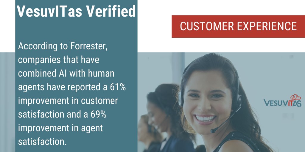 According to Forrester, companies that have combined AI with human agents have reported a 61% improvement in customer satisfaction and a 69% improvement in agent satisfaction.

#customerexperience #cx #AI #customersatisfaction #agentsatisfaction #VesuvITasVerified #VesuvITas
