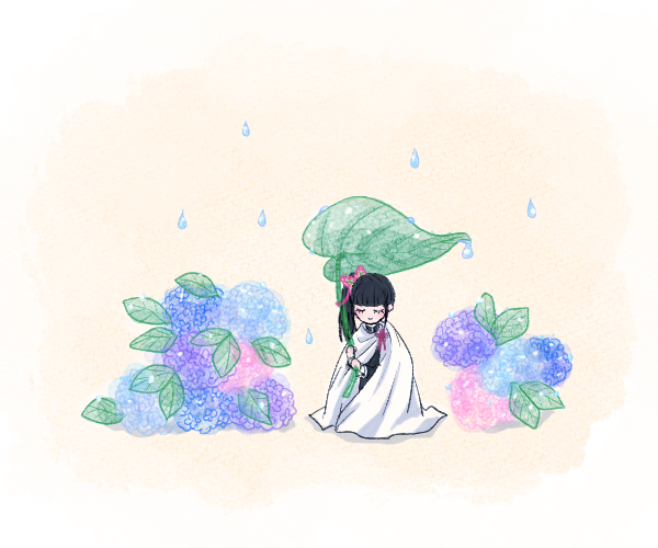 栗花落カナヲ 「梅雨り🐌

ナヲちゃん、座るとてるてる坊主みたいで可愛いね 」|据え置きのイラスト