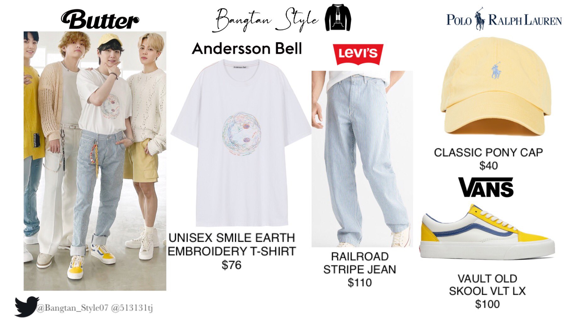 Bangtan Style⁷ on Twitter: "BTS Special Performance Video [Universal Works, RHUDE, Andersson Bell, Polo Lauren, Levis, VANS, Raf Simons, GANT, Alexander Mcqueen] #SUGA #JHOPE #JUNGKOOK #BTS #BTS_Butter https://t.co/4Tl66jEzug" /