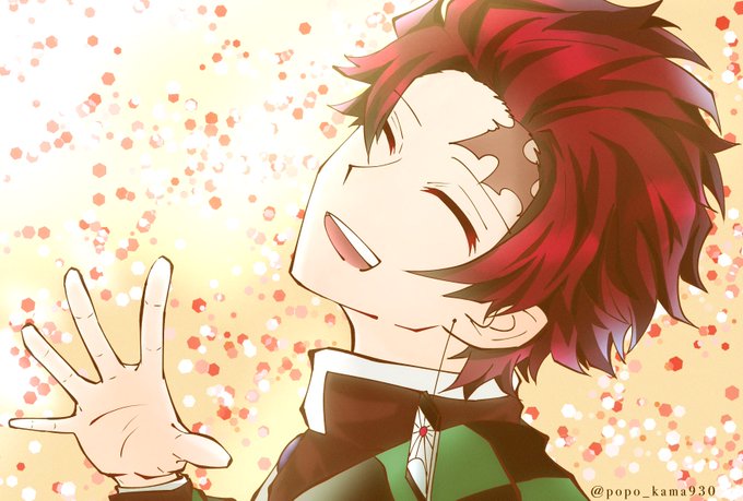 ぽぽさんがTwitterに投稿した竈門炭治郎(鬼滅の刃)のイラスト。