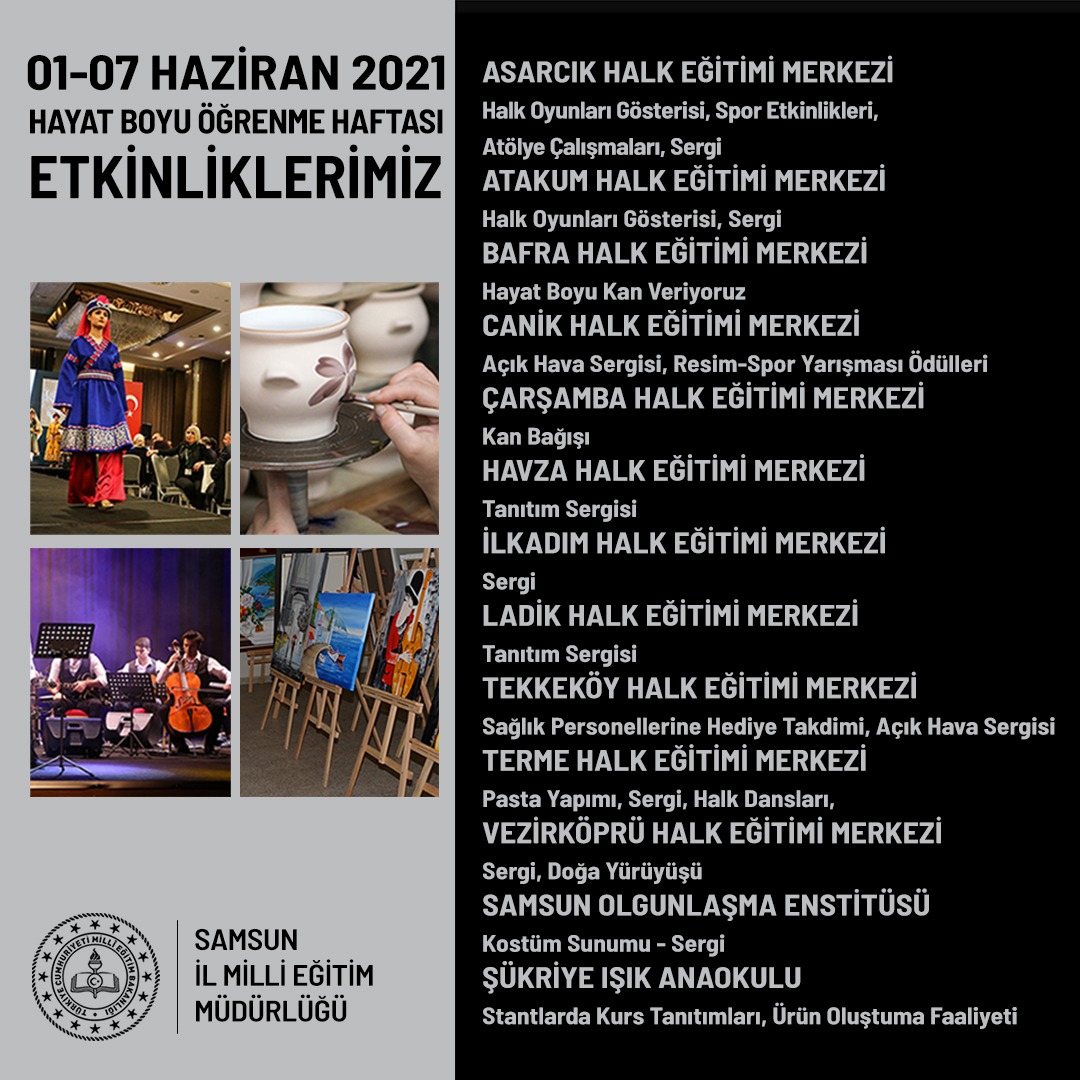 samsunmem's tweet photo. Öğrenen bireyden öğrenen topluma ve öğrenen Türkiye'ye doğru bir dönüşüm gerçekleştirmek için"Her Zaman Her Yerde Herkes İçin Eğitim" diyoruz. 

Birbirinden güzel etkinliklerde kutlayacağımız Hayat Boyu Öğrenme Haftası 1 Haziran Salı günü başlıyor. https://t.co/X3MdeSz34b
