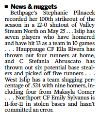 CoachCazSB's tweet photo. Nitro in the News - HS Shout Out

Emily Sylvanus (TNLI 18U Gold - 2022/Uncommitted - OF/Slapper) recognized in Newsday HS Sports for not committing any errors this season and being 11 for 11 in stolen bases. Congrats Emily, all your hard work is paying off! https://t.co/sp6P324qkd