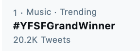 We are now trending at NO. 1 KaFamiliars! #YFSFGrandWinner