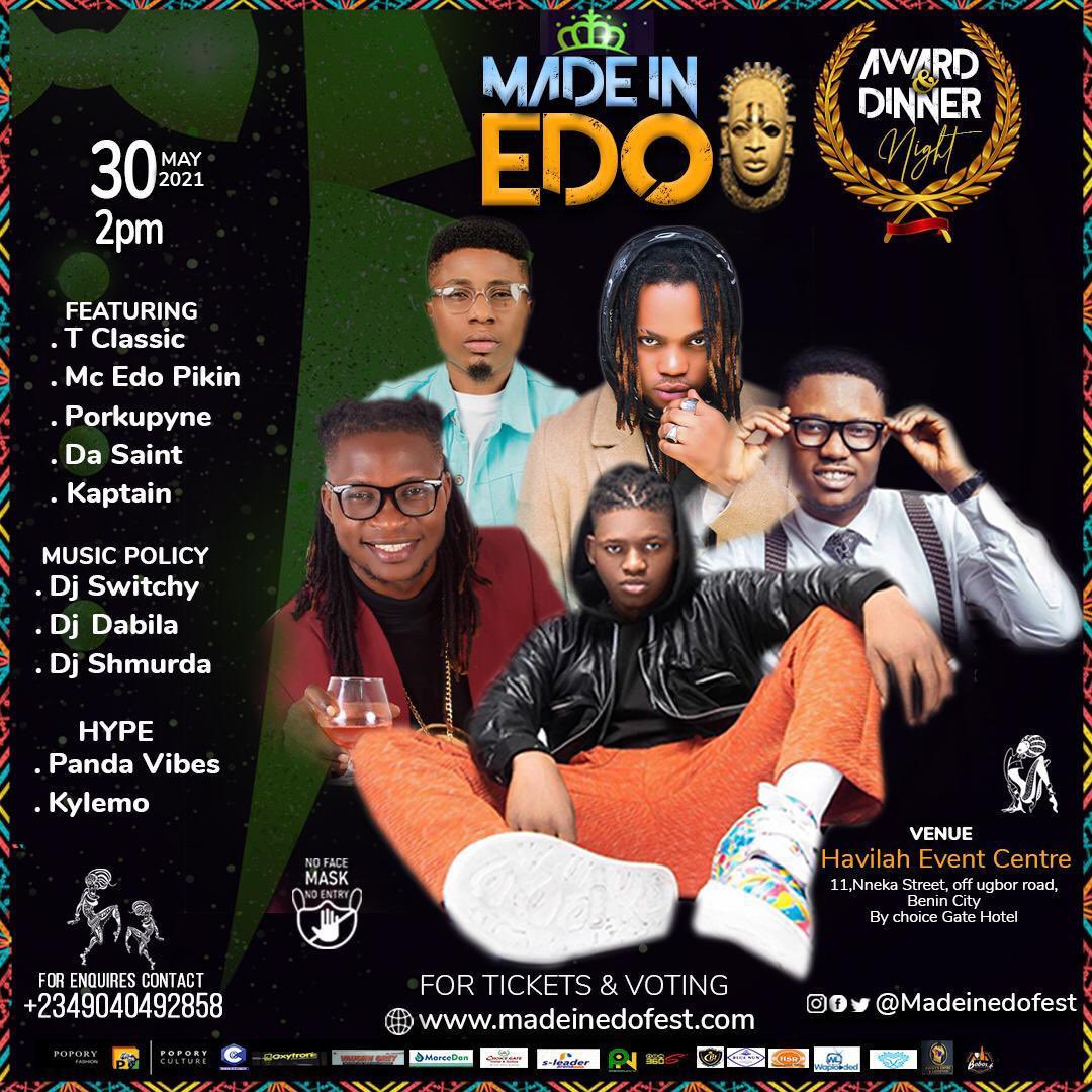 madeinedofest's tweet photo. Made In Edo Award &amp; Dinner Night 😊

Grand finale is today! 

Venue: Havilah Event Centre at choice gate hotel

Time: 2pm prompt https://t.co/tmQnE9P7Ba