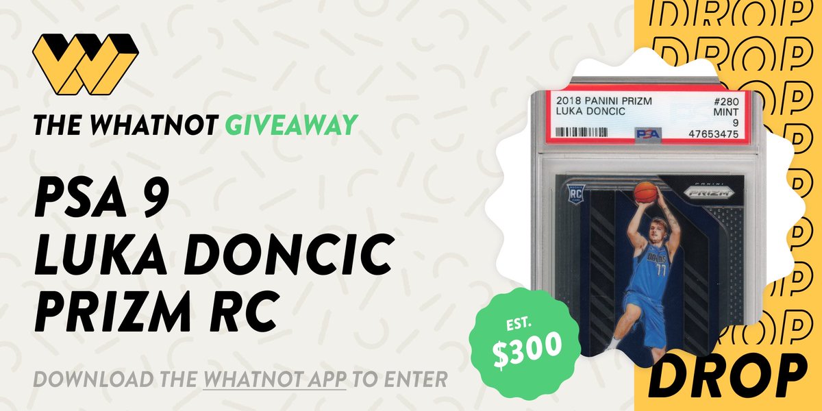 g_wolf15's tweet photo. You can win a PSA 9 2018 Prizm Luka Doncic RC (valued at $300) by entering the weekly Drop on the Whatnot app! Drop closes 05/30 at 10pm PT. https://t.co/QHDyxhHm9n

Make sure to follow @realWhatnot for more Drops! #whatnot #giveaway #sportscards #whodoyoucollect #lukadoncic https://t.co/otS0bN7iOd