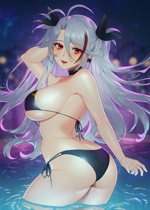オイゲンとナイトプール🌊🌺
#アズールレーン #アズレン 