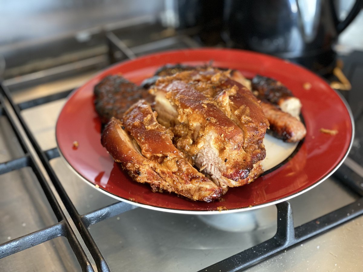 MrPhilJS's tweet image. Casual slow BBQ’d pork belly for lunch