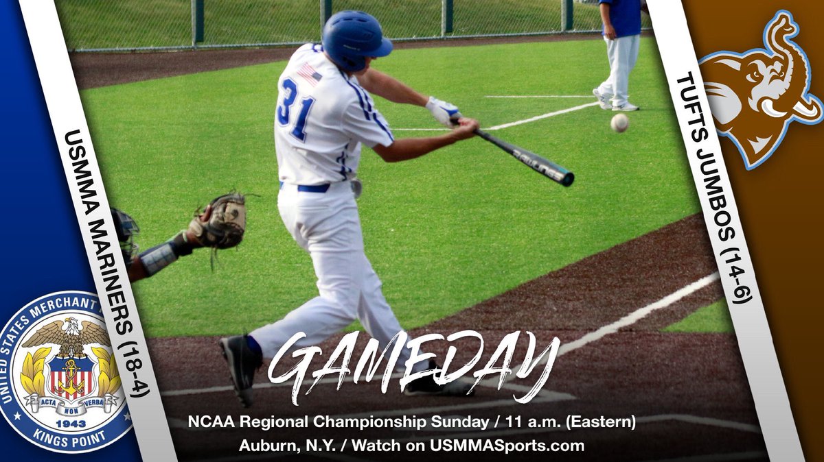 IT’S GAMEDAY! Championship Sunday for #6-seed <a href="/USMMA_Baseball/">USMMA Baseball</a> &amp; 2 other teams at Regional. They’re all 2 wins away from a trip to the DIII College World Series! Live links for our opener against Tufts at 11am will be posted closer to first pitch. Let’s Go Mariners!!! #d3baseball