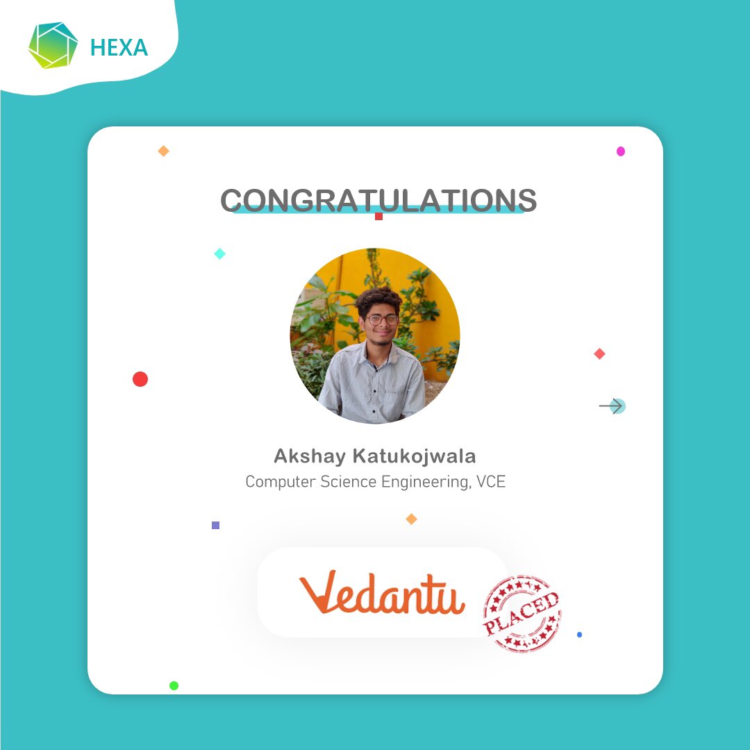 HexaRedefined's tweet photo. SUCCESS STORY

Three cheers for "Akshay Katukojwala" from Vaagdevi College of Engineering, for getting placed at Vedantu.

Reach out to us at: hello@gohexa.in

#hexaelite #placement #placementadvice #placementpreparation #placed #placementseason #collegeplacements #preparation https://t.co/cPqPurHdws