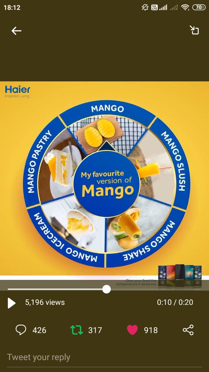 GlobalGujarati's tweet image. Mango at 5⁰C

because All versions are My Fav and for each one I&apos;ll need Mangoes which I&apos;ll store at 5 ⁰C

#ContestAlert #ParticipateNow 
#MagicConvertible #InspiredLiving #BMR
@IndiaHaier 

@SushmaSonu333 
@dharasachin1 
@Star_roseR 
@avii4ever 
@shivams009 
@lavishpatni07