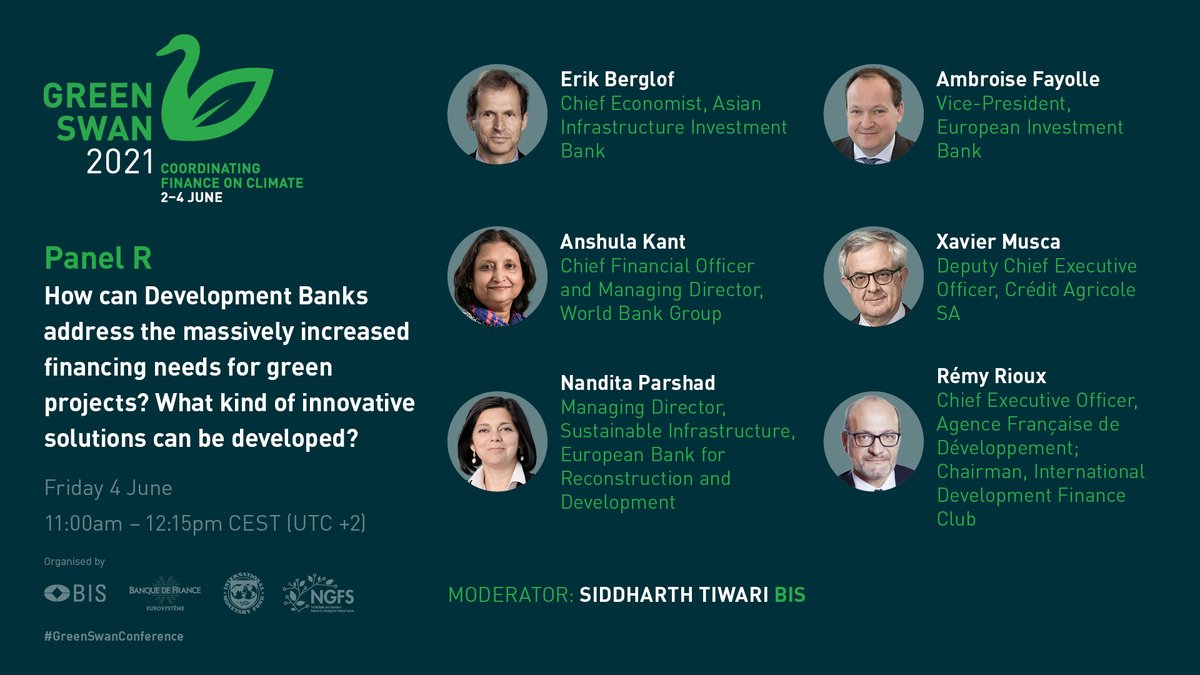 BIS_org's tweet image. Experts at next week’s #GreenSwanConference debate the role of #DevelopmentBanks for the financing of green projects #GreenRecovery week  bis.org/events/green_s…
