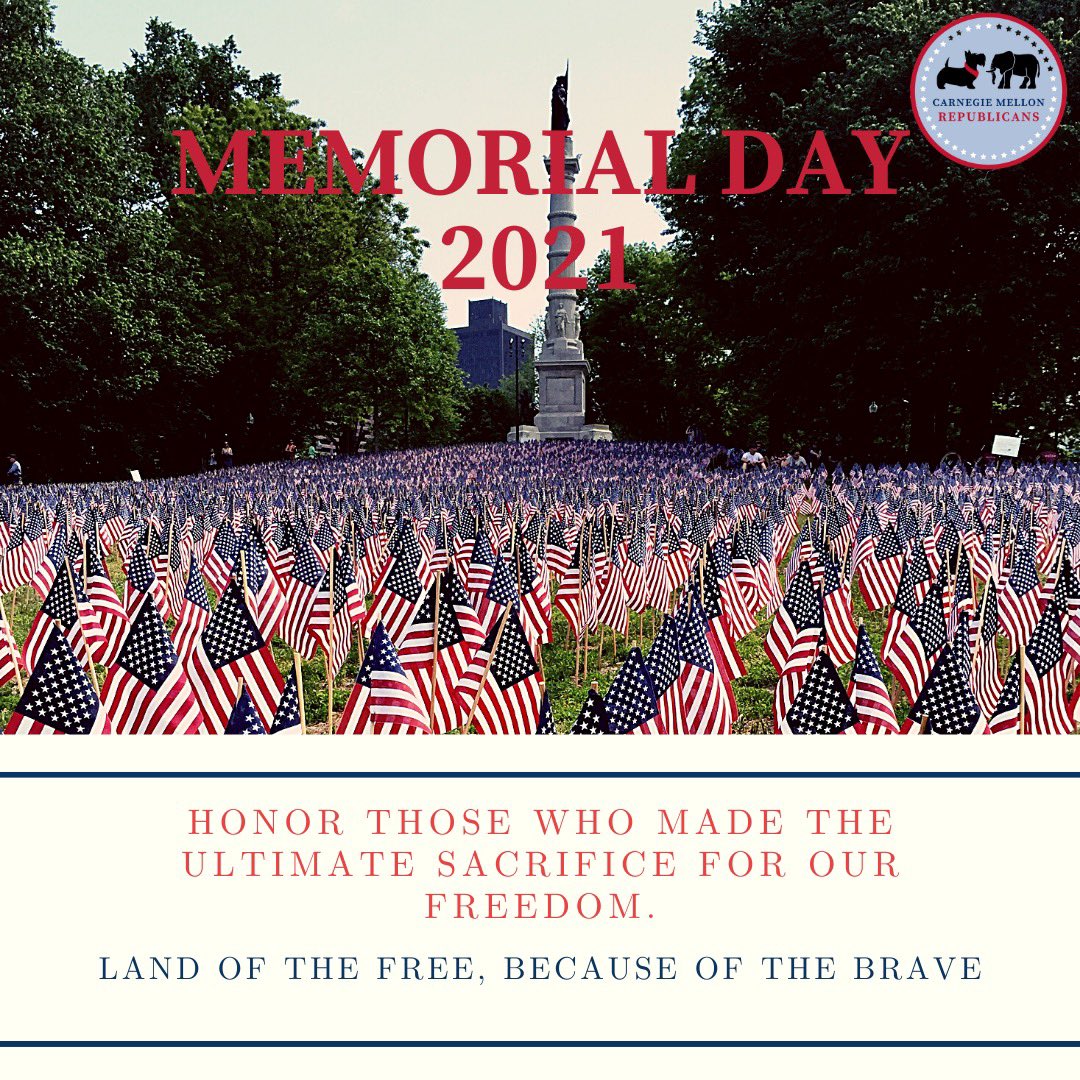 cmurepubs's tweet photo. Wishing you all a wonderful #MemorialDayWeekend  as we pause to honor our nation’s fallen heroes. Land of the free, because of the brave 🇺🇸 https://t.co/sb8OHgdway