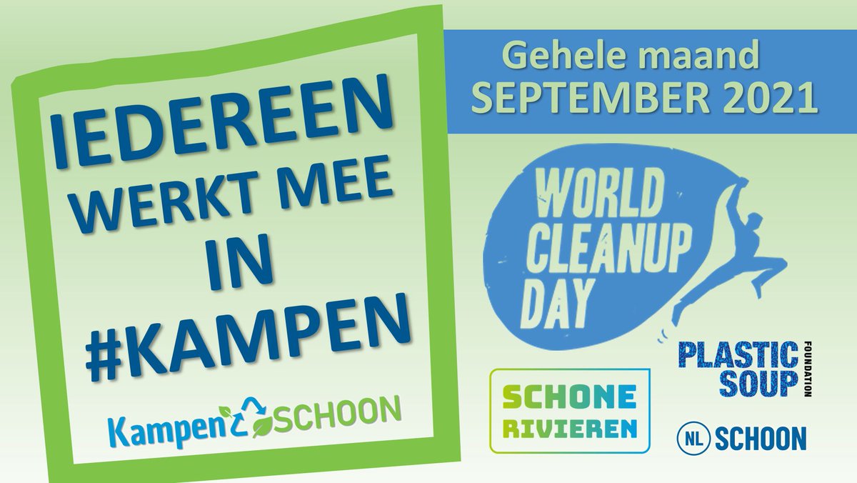 September 2021, vol met schoonmaak acties in #Kampen en omgeving.  
Super leuk om te doen, en je draagt bij aan schonere leefomgeving.