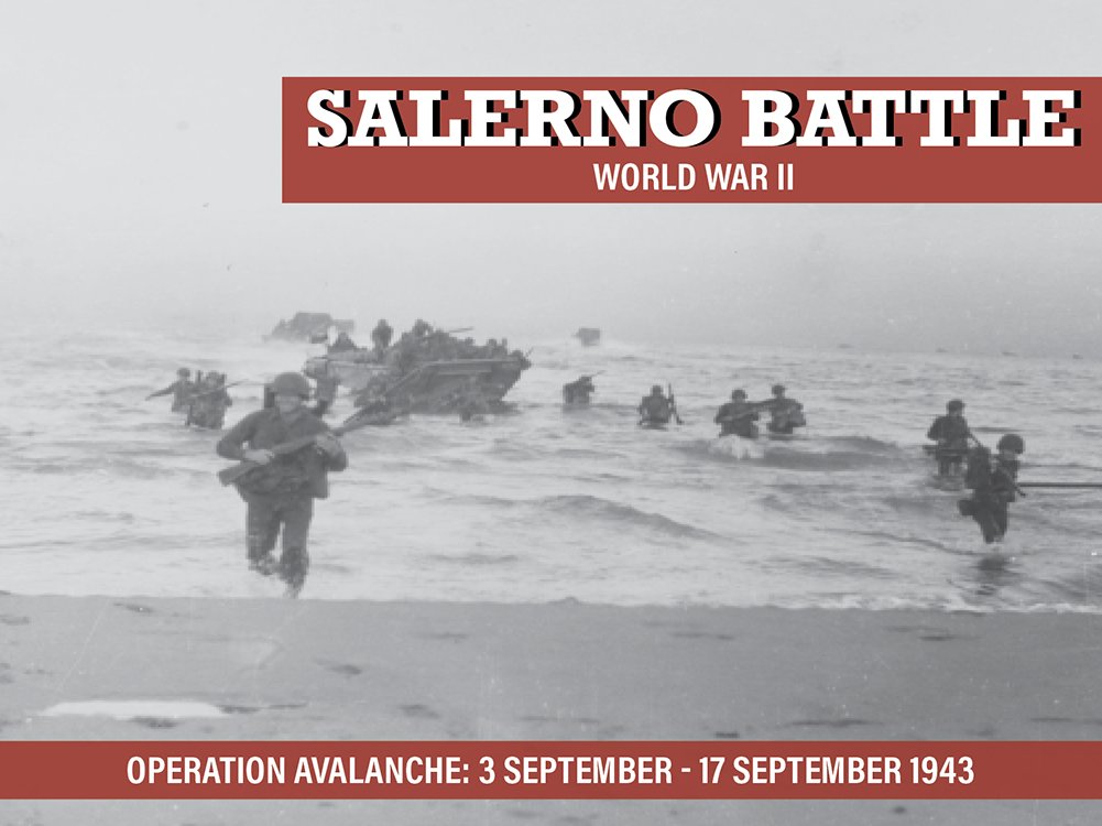 MCA_Marines's tweet photo. Africa: Secure. Sicily: Won. Mussolini: Deposed. It was time for American and British forces to invade Europe and open a second mainland front for the Axis to contend with. Immerse yourself in MCA's Battle Study of the Salerno Battle! https://t.co/QiEEY2EP3B #BattleStudy #WWII https://t.co/KPIfAbNkm2