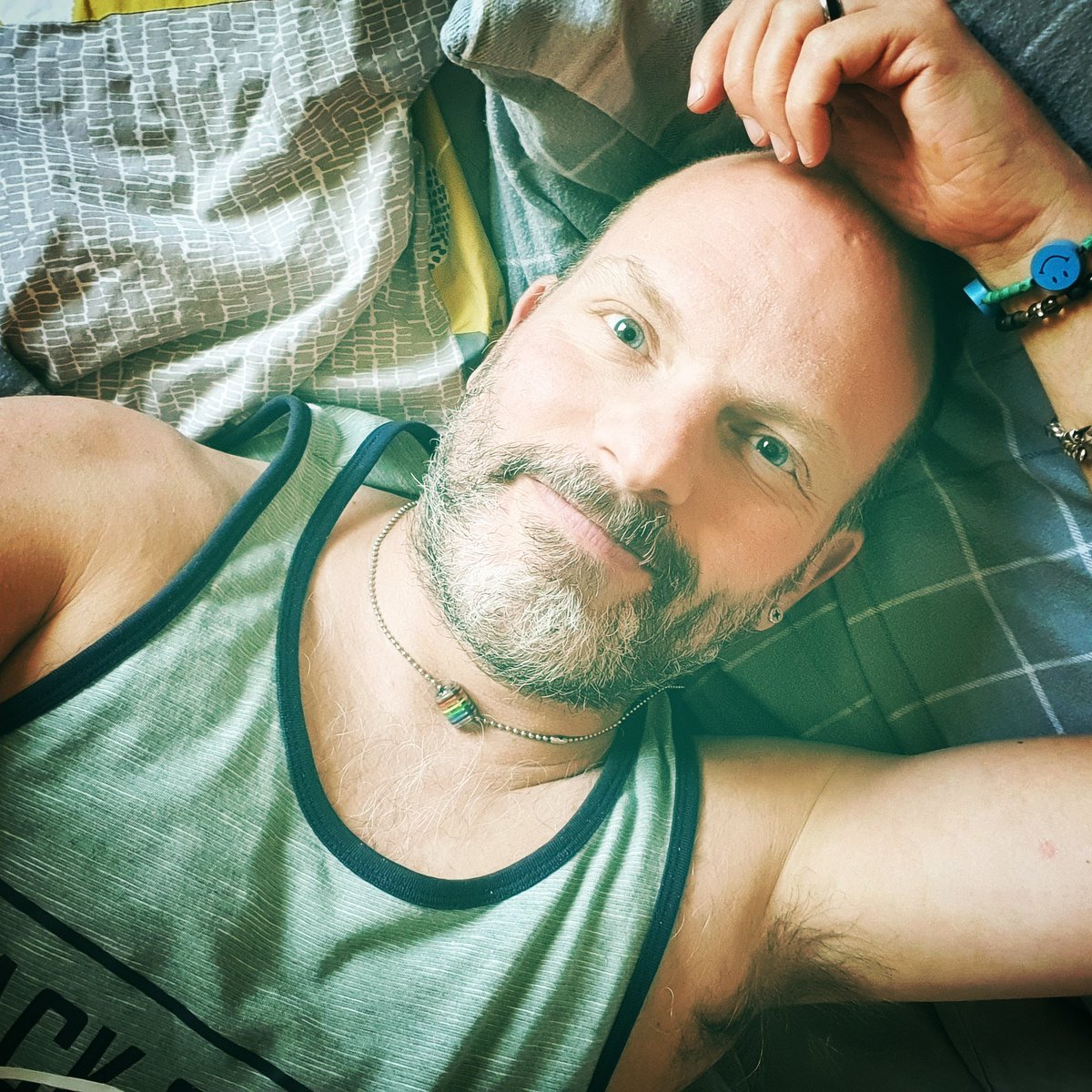 Justnick752's tweet photo. Productive day in the garden.  Nap time now. 

#nickpic #gaysofmanchester #beardedgents #gaymenwithbeards #hotbeard #scruffybeard #selfieobsessed #scruffygay #menover45 #gaymanchester  #greyisthenewblack #daddyaf #inbedwithnick #gay #blueeyedboy  #gayuk #instagay #gayanddisplay https://t.co/hNuiPpwhlw