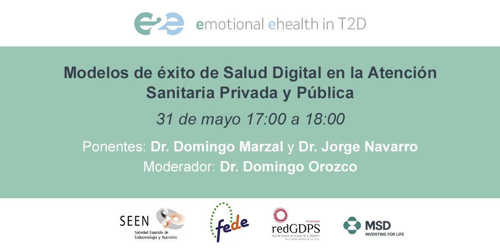 msd_es's tweet photo. Mañana: Modelos de éxito de Salud Digital en la Atención Sanitaria Privada y Pública de la mano de @redGDPS @sociedadSEEN @FEDE_Diabetes @domingomarzal @jorgenavper Domingo Orozco #e2health #Diabetes
Enfermería: https://t.co/TCJ2tCRCIn
Medicina: https://t.co/Rne9AMhDJA https://t.co/WpfTEwuhUW