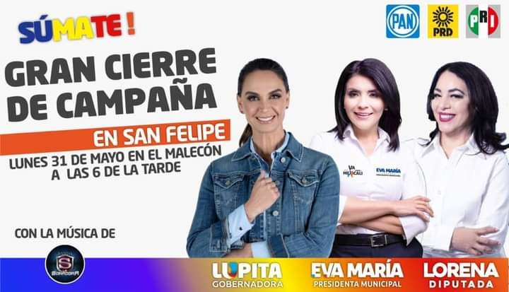 Sarili75's tweet photo. San Felipe atentos que mañana estará con ustedes @LupJonesof para cierre de campaña! No se lo pierdan para que comprueben que es una mujer seria, preparada pero sobre todo comprometida con BC.
#LupitaGobernadora
#VaxBC
@MexicanosHC https://t.co/BPImkaFwGb