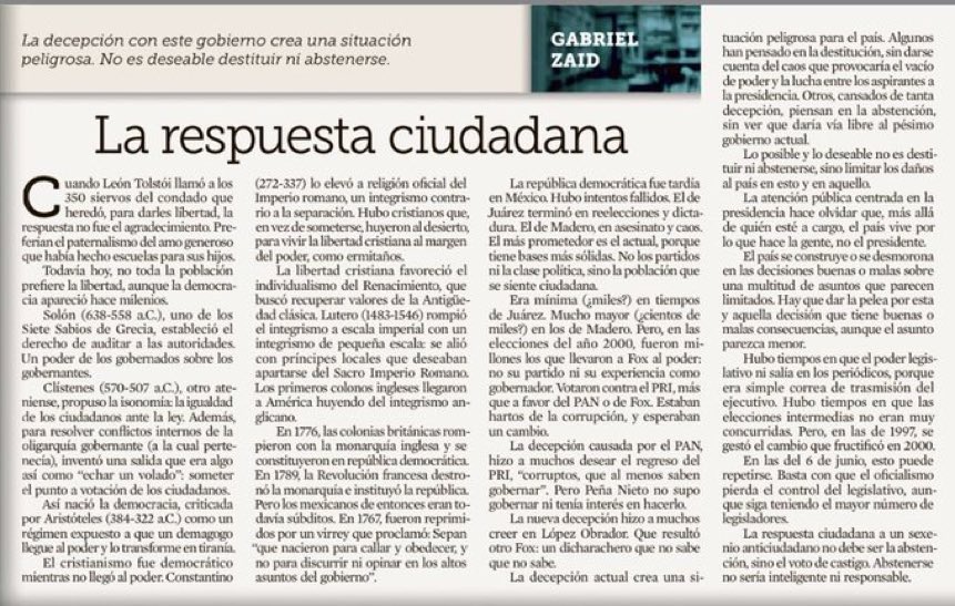 LeonKrauze's tweet photo. Es presidente remite a este artículo de Gabriel Zaid.
Hace bien. Hay que leerlo. https://t.co/k83HcOYJ6F