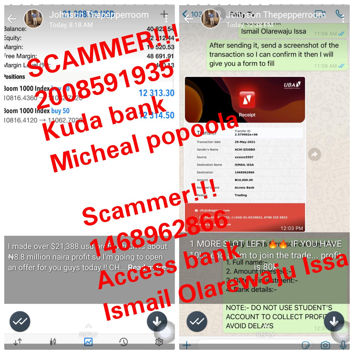 NGVAFRICA2020's tweet photo. @realFFK @GEJonathan *See How This Fake Nigerian Internet Scammer Carries Out His Fraud Acts On Unsuspecting Whatsapp Contacts*

https://t.co/9M8H1oYN7I https://t.co/vzIo9Yir5j