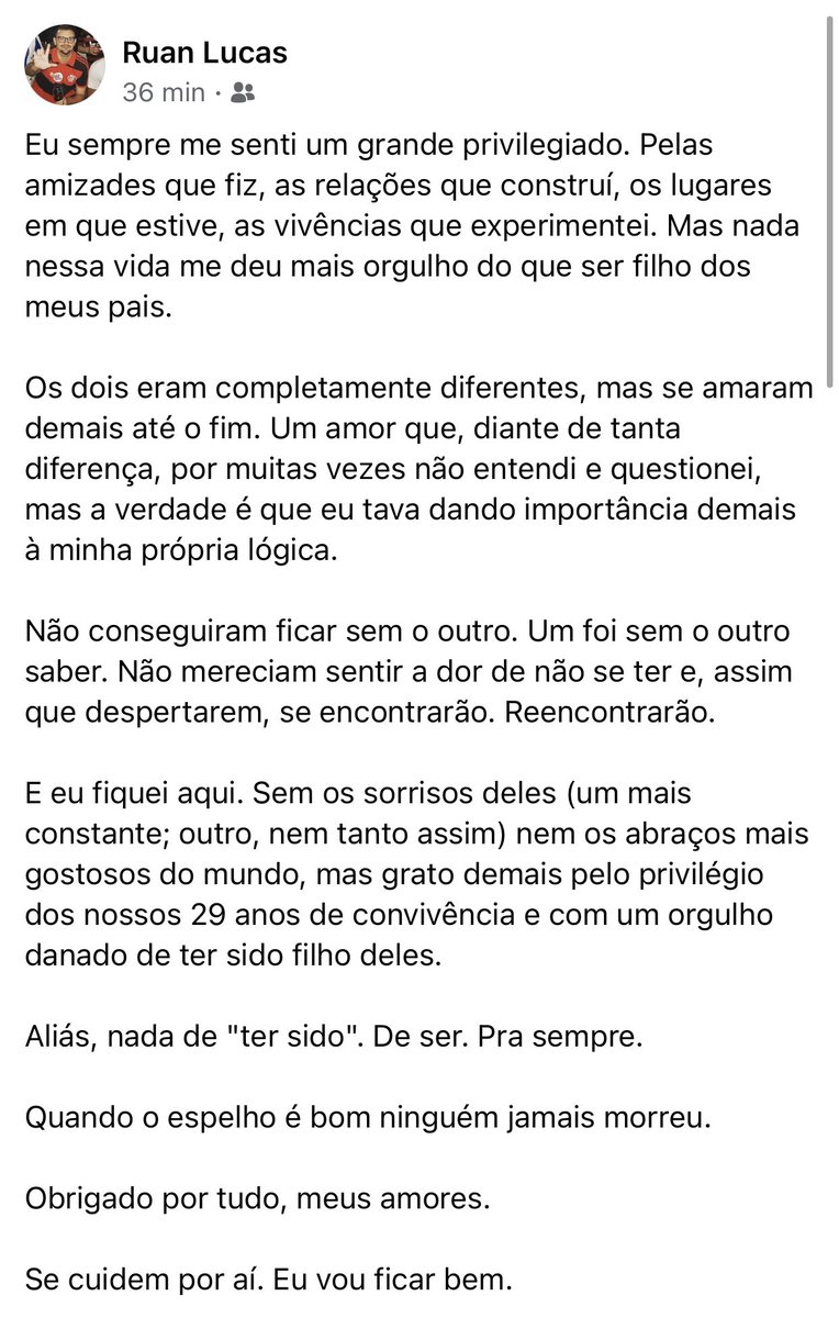 AndradeRNegro2's tweet photo. A maldita covid levou também o pai do @ruanlucas_fla. Ele havia perdido a mãe recentemente para a mesma doença. É muita dor!

Sinta-se abraçado, meu amigo. O Senhor Deus te traga consolo. https://t.co/KidaEvZo2I