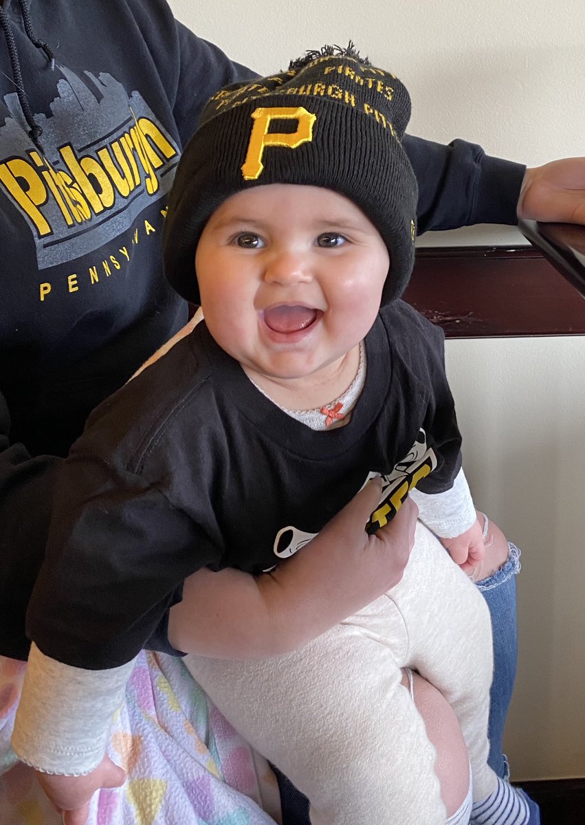 TaylorBoonie's tweet photo. 6 months old and first Pirates game on the same day!! ⚾️🏴‍☠️ @Pirates https://t.co/PTq6M3PNVL