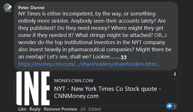 PeteGDunne's tweet photo. @Neacht slightly OT, let's suppose one was a renowned newspaper title, but having to compete in the digital era & needed capital to invest in an online presence, say. Might the institutional investors be the same as those backing #BigPharma? Useful...
https://t.co/G0gHkA7D2r https://t.co/Hh4jRBpqwi