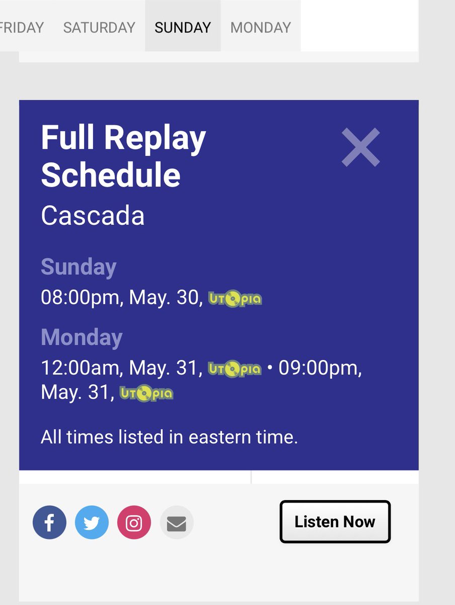 TONIGHT! <a href="/cascada_music/">Cascada</a> will be on <a href="/SIRIUSXM/">SiriusXM</a>’s Dance Again Festival on <a href="/SXMUtopia/">SiriusXM Utopia</a> (channel 341) at 8pm EST! No SiriusXM subscription is required! 🔥🕺💃

Replays will be at 12am and 9pm on 5/31.

Full details here: blog.siriusxm.com/escape-to-a-3-…

#Cascada #DanceAgain @sxmElectro