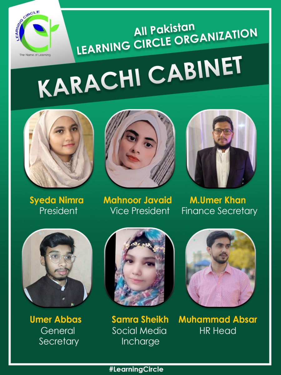LCOfficial4's tweet photo. Teams and chapters are branches of the beautiful trees of Learning Circle Organization. Here we are introducing a wonderful branch of this tree in the form of Karachi cabinet
#Teams
#Members
#Incharges
#KarachiChapter
#KarachiCabinet
#NewCollaborations
#LearningCircle https://t.co/rGJ7dpRNkU