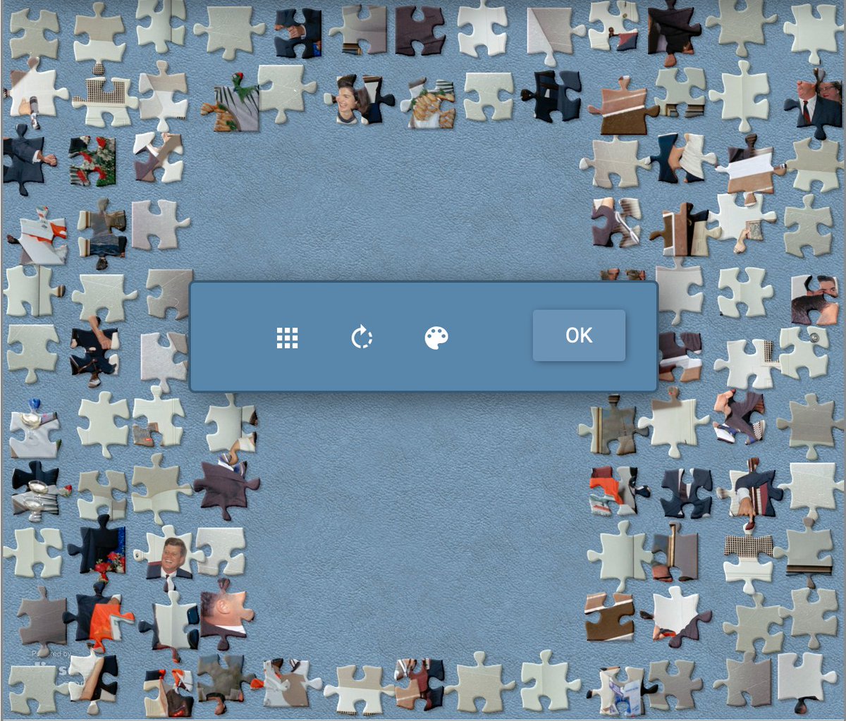 screenshot of photo from JFK's surprise party in puzzle form.