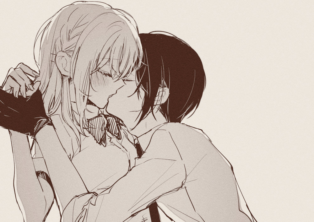 【薬さに】キスの日に描けなかった落描き…下からすくい上げるようなキスが好き… 