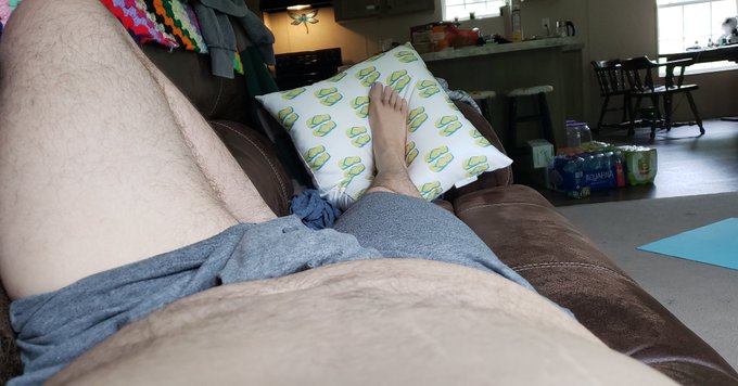 1 pic. Cozy couch vibes. #horny #alwayshorny  #nsfw #dick #cock #mensfeet #masturabtion #chubbynsfw https://t