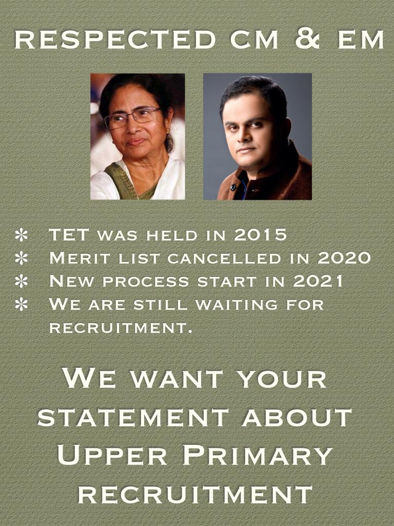 SOUMEND94306391's tweet photo. @MamataOfficial 
@basu_bratya 
Please required upper primary 🙏🙏🙏🙏
#upperprimary https://t.co/3qxV5wMudF