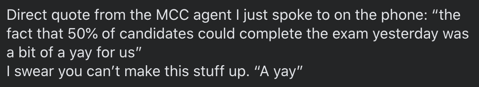 Virtual #MCCQE2 has been a disaster. Hundreds of residents unable to complete their exams - SP's not showing up, tech issues. "Completed" exams were NOT a standardized experience. <a href="/cpso_ca/">CPSO</a> @GlenBandiera <a href="/BrendaCopps/">南昌</a> <a href="/KashPrime/">Kashif Pirzada, MD</a> <a href="/Preyratology/">Ian Preyra</a> <a href="/DebRobertsonMD/">Deborah Robertson</a> please exempt residents