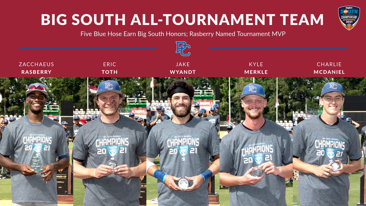 Following Saturday's title, five Blue Hose were honored with selection to the All-Tournament Team. 

Zacchaeus Rasberry - OF, Tournament MVP.
Kyle Merkle - INF
Charlie McDaniel - LHP
Jake Wyandt - C
Eric Toth - UTL

#GoBlueHose