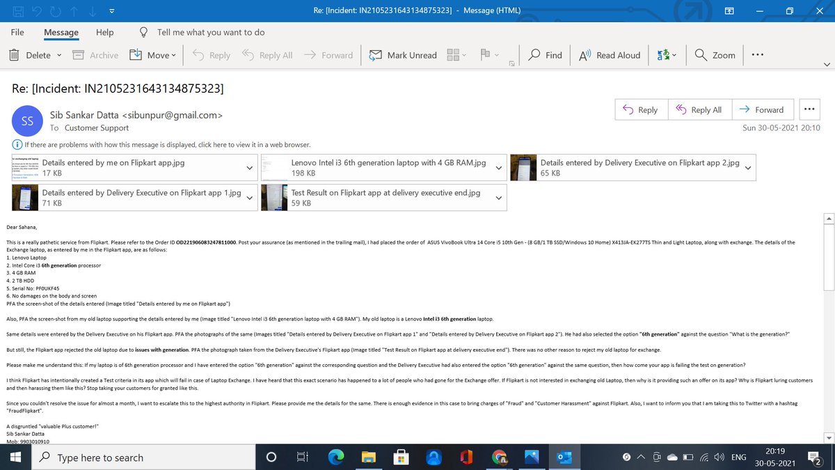 sibunpur's tweet photo. @Flipkart
I tried purchasing a laptop on the app by exchanging my old laptop. This is the 3rd time the old laptop was rejected for exchange  in last 1 month even though i had provided correct data &amp; the laptop has no issues. Refer to attachment for more details
#fraudflipkart https://t.co/QvVbS4VwCd